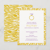 Yellow Zebra Bachelorette Party Flat Invitation Kaart (Voorkant / Achterkant)