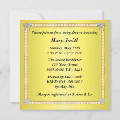 Yellow Zebra Diamond Bow Baby shower Invitation Kaart (Achterkant)