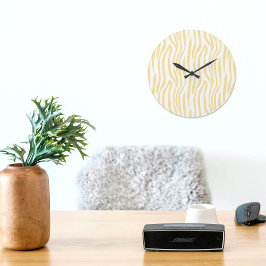Yellow Zebra Pattern Wall clock Grote Klok