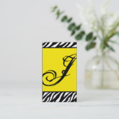 Yellow Zebra Print Pattern Visitekaartje (Staand voorkant)