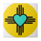 Yellow Zia Heart Tegeltje (Voorkant)