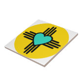 Yellow Zia Heart Tegeltje (Zijkant)