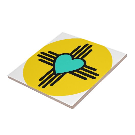 Yellow Zia Heart Tegeltje (Zijkant)