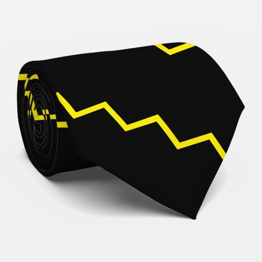 Yellow Zig Zag Stropdas (Opgerold)