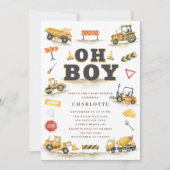 YellowConstruction Truck Baby shower Invitation Kaart (Voorkant)