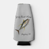 Yellowfin Tuna Custom Boot Naam Flesjeskoeler (Voorkant)