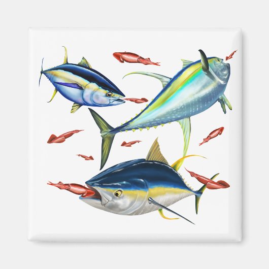 Yellowfin Tunas jagende inktvis Magneet (Voorkant)
