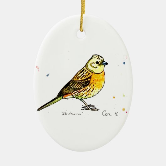Yellowhammervogel Keramisch Ornament (Voorkant)