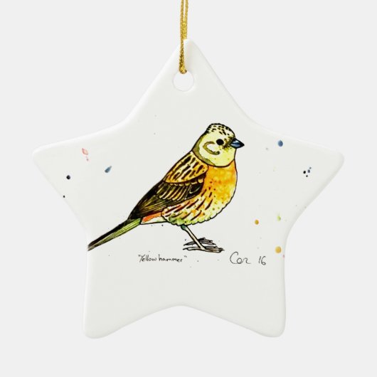 Yellowhammervogel Keramisch Ornament (Voorkant)