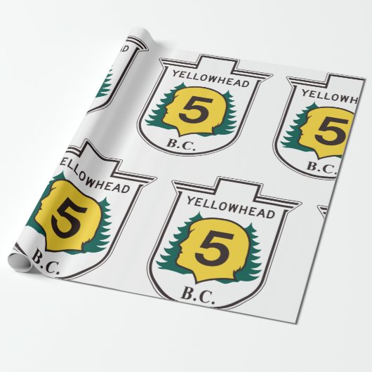 Yellowhead Road Sign Cadeaupapier (Uitgerold)