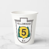 Yellowhead Road Sign Papieren Bekers (Voorkant)