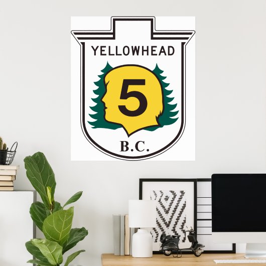 Yellowhead Road Sign Poster (Thuiskantoor)