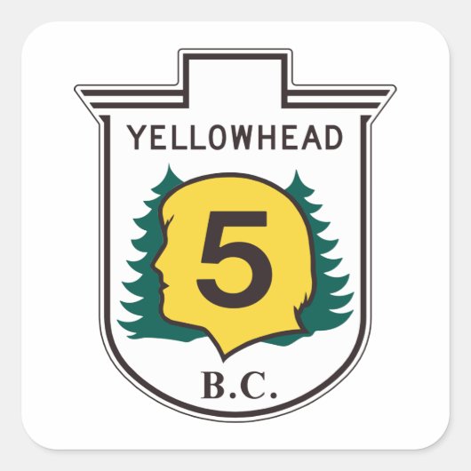 Yellowhead Road Sign Vierkante Sticker (Voorkant)