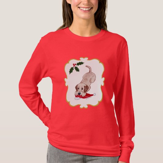 YellowLabrador Puppy & kerstmis T-shirt (Voorkant)
