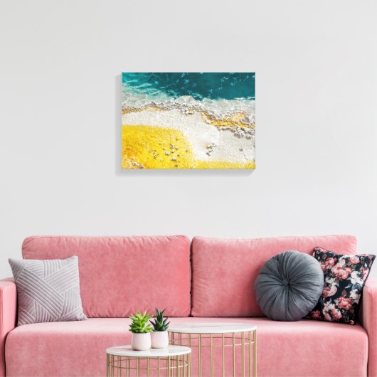 Yellowstone Abstract in Blauwgroen en geel Canvas Afdruk (Insitu (Woonkamer))