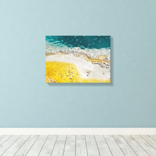 Yellowstone Abstract in Blauwgroen en geel Canvas Afdruk (Insitu (Houten vloer))