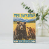 Yellowstone Bears Vintage Travel Briefkaart (Staand voorkant)