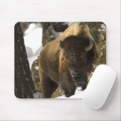 Yellowstone Bison Bull in Winter - Gepersonaliseer Muismat (Met muis)