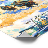 Yellowstone Bison Colorful Retro Starry Night Art Poster (Hoek)