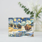 Yellowstone Bison Herd Van Gogh Style Aangepaste t Briefkaart (Staand voorkant)