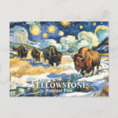 Yellowstone Bison Herd Van Gogh Style Aangepaste t Briefkaart (Voorkant)