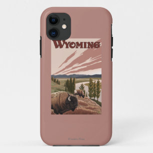 Yellowstone Bison Vintage Travel Poster iPhone 11 Hoesje