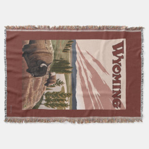 Yellowstone Bison Vintage Travel Poster Deken