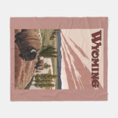 Yellowstone Bison Vintage Travel Poster Fleece Deken (Voorkant (Horizontaal))