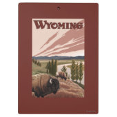 Yellowstone Bison Vintage Travel Poster Klembord (Achterkant)