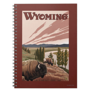 Yellowstone Bison Vintage Travel Poster Notitieboek