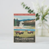 Yellowstone Bizon bij het meer Briefkaart (Staand voorkant)
