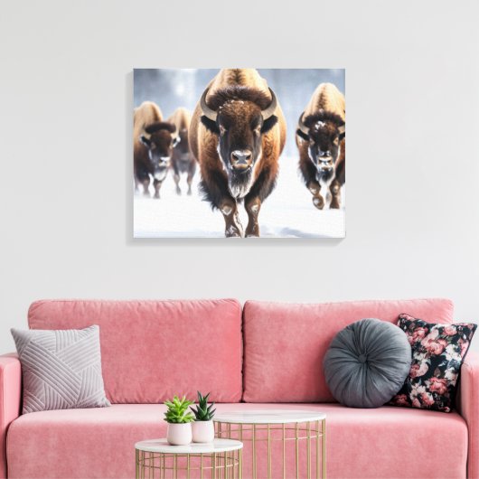 Yellowstone Bizon Canvas Kunst (Insitu (Woonkamer))