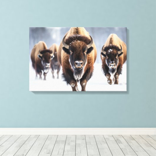 Yellowstone Bizon Canvas Kunst (Insitu (Houten vloer))