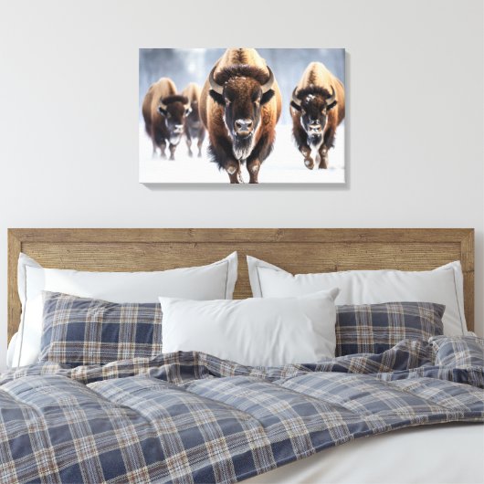 Yellowstone Bizon Canvas Kunst (Insitu (Slaapkamer))