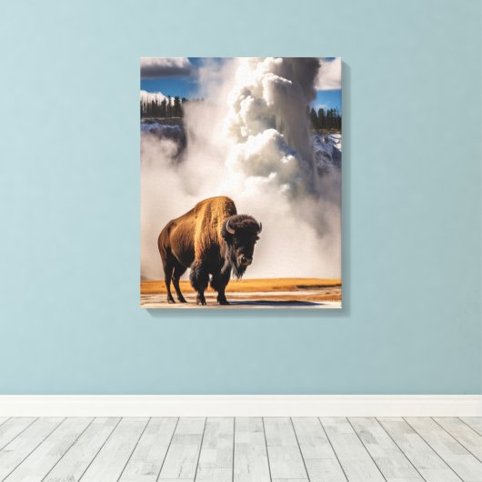 Yellowstone Bizon Canvas Kunst (Insitu (Houten vloer))