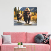 Yellowstone Bizon Canvas Kunst (Insitu (Woonkamer))