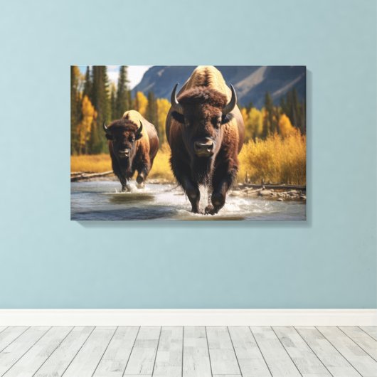 Yellowstone Bizon Canvas Kunst (Insitu (Houten vloer))