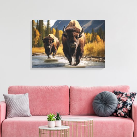Yellowstone Bizon Canvas Kunst (Insitu (Woonkamer))