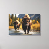 Yellowstone Bizon Canvas Kunst (Voorkant)