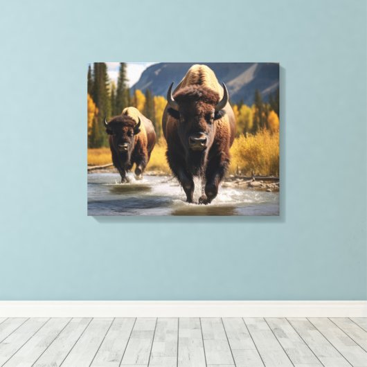 Yellowstone Bizon Canvas Kunst (Insitu (Houten vloer))