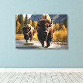 Yellowstone Bizon Canvas Kunst (Insitu (Houten vloer))