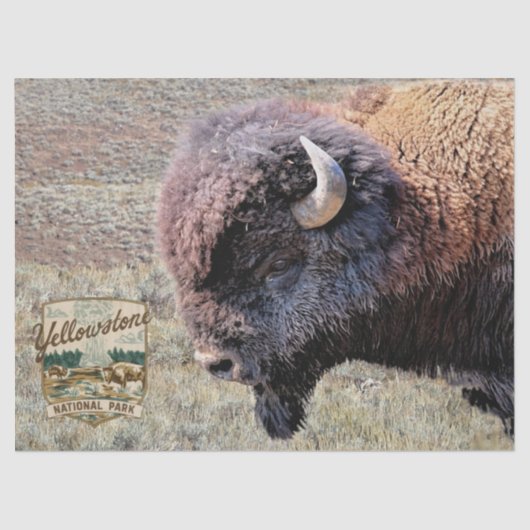 Yellowstone Bizon met Parklogo Tissuepapier (Voorkant)