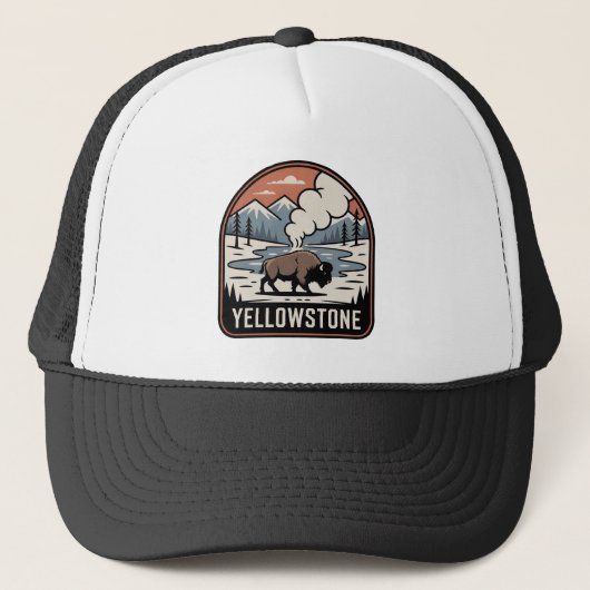 Yellowstone Bizon Retro Park Badge Trucker Pet (Voorkant)