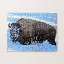 Yellowstone Bizons in diepe sneeuw staand Legpuzzel