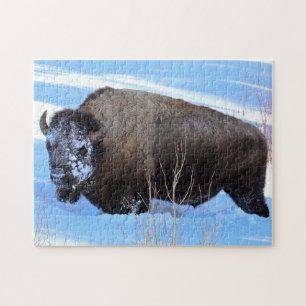 Yellowstone Bizons in diepe sneeuw staand Legpuzzel