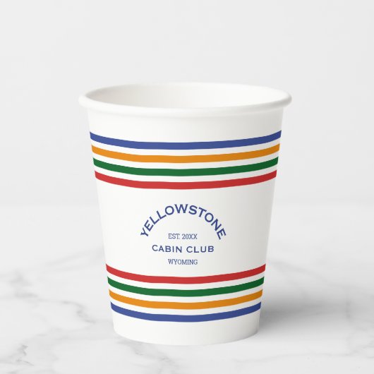Yellowstone Cabin Club Custom Crest Park Stripe Papieren Bekers (Voorkant)