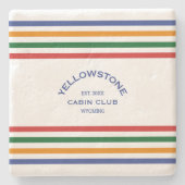 Yellowstone Cabin Club Custom Crest Park Stripe Stenen Onderzetter (Voorkant)