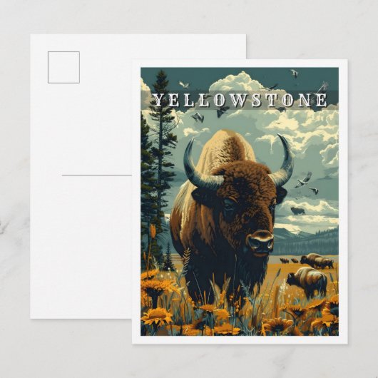 Yellowstone Classic Art Retro Vintage Reizen Briefkaart (Voorkant / Achterkant)