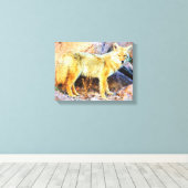 Yellowstone Coyote Canvas Afdruk (Insitu (Houten vloer))