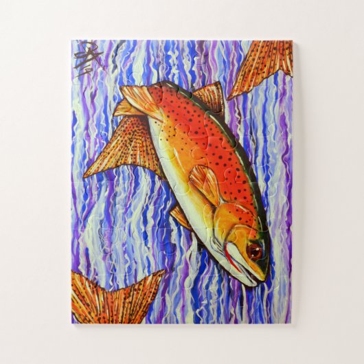 Yellowstone Cutkeel Trout Fish Vist Stream Legpuzzel (Verticaal)